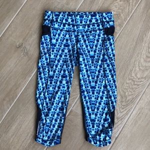 Athleta Chaturanga Capri Leggings Aqua & Navy XS